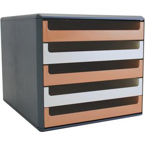 Böttcher-AG Schubladenbox A4, Recycling-Kunststoff, 5 Fächer, offen, Modern Office / anthrazit