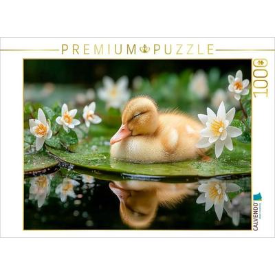CALVENDO Puzzle Schlafendes Entenküken auf Seerosenblatt | 1000 Teile Lege-Größe 64x48cm Foto-Puzzle für glückliche Stunden, Sonstige von , Calvendo