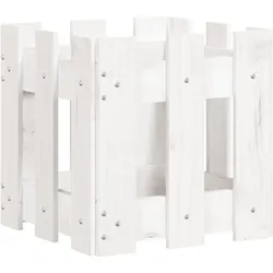 vidaXL Pflanzkübel Lattenzaun-Design Weiß 30x30x30 cm Kiefernholz