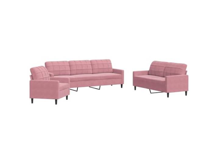 Todiikf 3-TLG Sofagarnitur Rosa Samt Couch Set mit Metallgestell Stilvolle Polstermöbel für das Wohnzimmer. Dichte Schaumstofffüllung und bequeme Armlehnen bieten Entspannung pur.