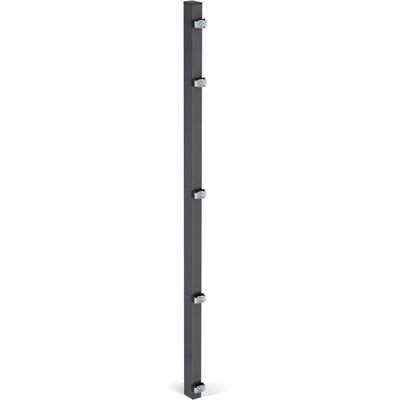 Zaunpfosten ALBERTS "60x40 mm für Doppelstabmattenzaun", grau (anthrazit), B:6cm H:147,5cm T:4cm, Stahl, Zaunpfosten, 147,5 cm, zur Befestigung mit Einschlag-Bodenhülse oder Pfostenträger