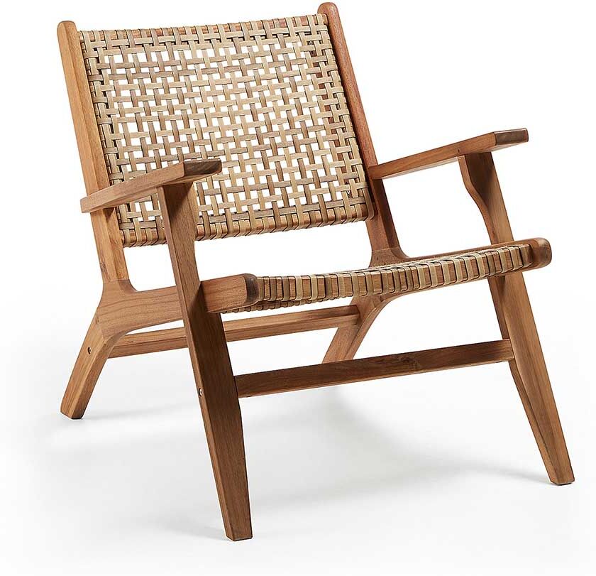 Pharao24.de Loungesessel aus Rattan und Akazie Massivholz Skandi Design