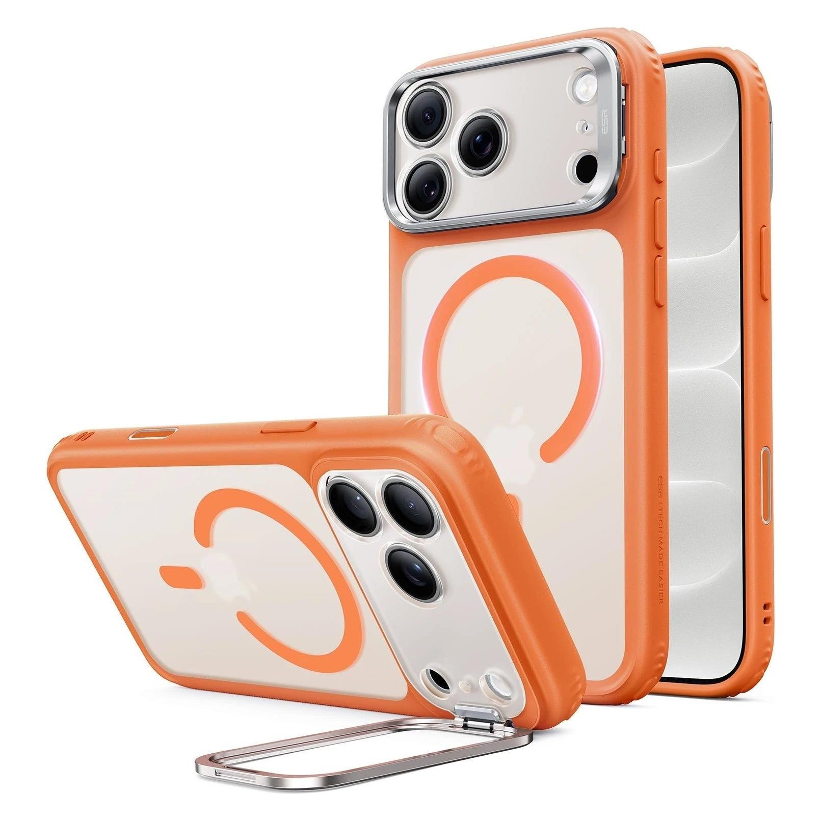 ESR - Classic Hybrid HaloLock Stash Stand - iPhone 18 Pro / iPhone 17 Pro - Frosted Orange (Apple iPhone 17 Pro, Apple iPhone 18 Pro) (1A909008)