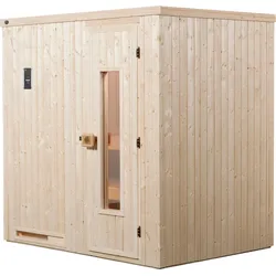 Sauna WEKA "Halmstad", beige (natur), Saunaofen, externe Steuerung, 7,5 kW, Saunen, 7,5 kW-Ofen mit digitaler Steuerung