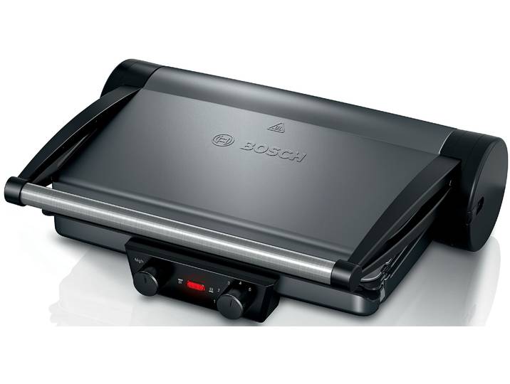 Kontaktgrill BOSCH TCG4215, 3-in1-Kontaktgrill, Temperaturregler, einfache Reinigung , silber, B:40cm H:11,5cm T:33cm, Kontaktgrill_Standgrill_Tischgrill_Teppanyakigrill, Kontaktgrill, Fettablaufrinne, Auflaufform, herausnehmbare Aluminium-Grillplatten