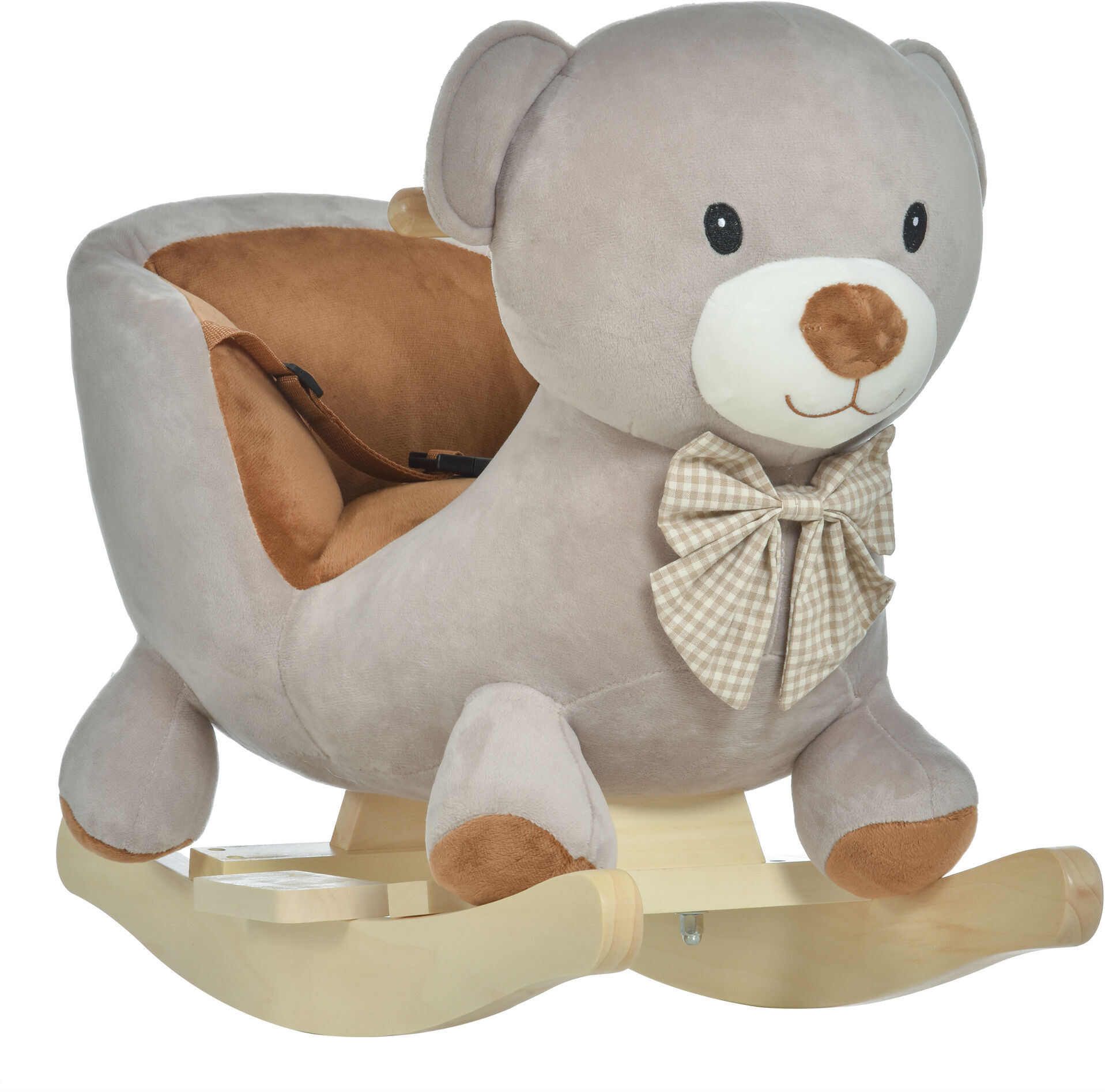 Altro Cavallo A Dondolo A Forma Di Orso Con Suoni, Cavalluccio A Dondolo Per Bambini 18-36 Mesi Interattivo, Grigio, 60x33x50cm