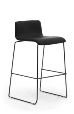 Barhocker Zerosedici, stapelbar, Gestell schwarz lackiert, Bezug schwarz, 2 Stück