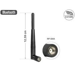 DELOCK WL-Antenne RP-SMA 3dBi Kippgelenk schwarz