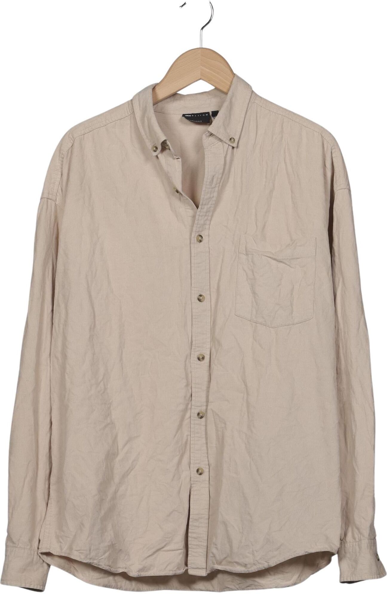asos Herren Hemd, Beige, Gr. 44, Baumwolle - Second Hand