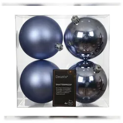 Christmas Decorations 4 Weihnachtskugeln 10cm Kunststoff klassisch & bruchsicher Christbaumkugeln Christbaumschmuck Weihnachtsbaumschmuck Dämmerungsblau
