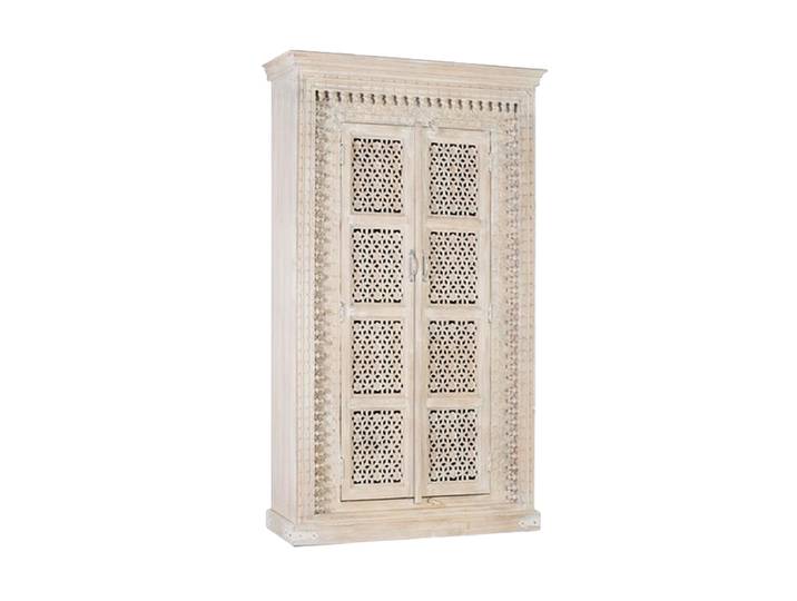 Handgefertigter, massiver Schrank „Bhopal“ 190 x 110 cm Mangoholz Weiss Giner & Colomer