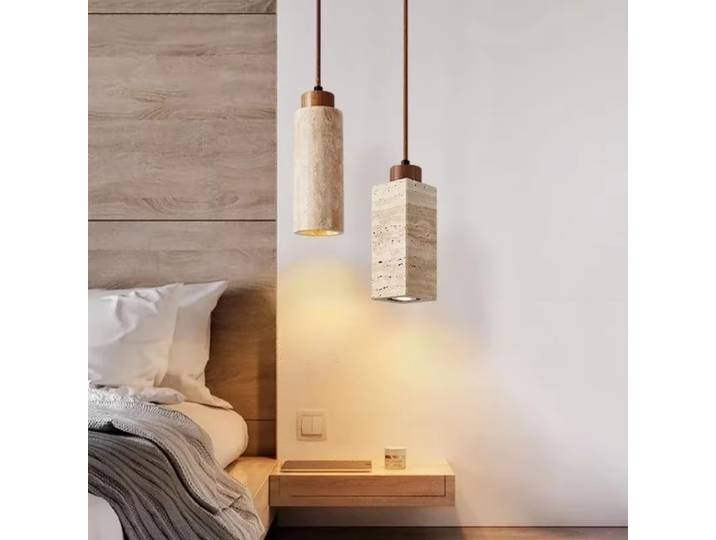 Lampes suspendues en pierre, décoration de chambre, chambre à coucher, chevet, lustre en bois, articles de décoration pour la maison, petite lampe suspendue de bar, décoration lumineuse LED