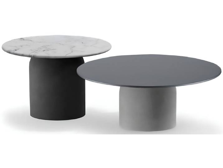 Xlmoebel Couchtisch Graue runde Beistelltische im modernen Design, hochwertig verarbeitet (Packung, 2-St., Couchtische), Hergestellt in Europa