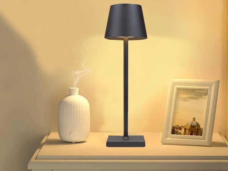Verk 12314 LED-tafellamp met aanraakbediening en oplaadbare batterij, zwart