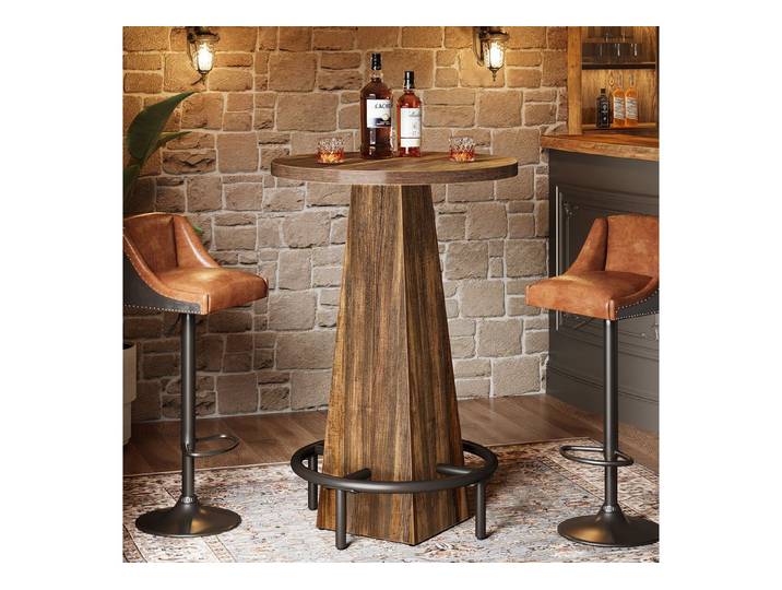 Tribesigns Bartisch 95cm hoher runder Stehtisch, Bistrotisch, Küchentisch, für kleine Bars