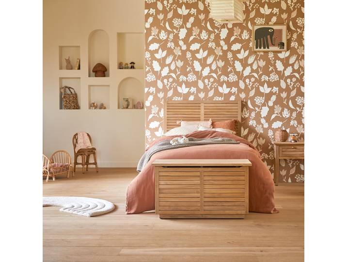 Kindertruhe aus massivem Teakholz Suzette - Hellbraun - Teak
