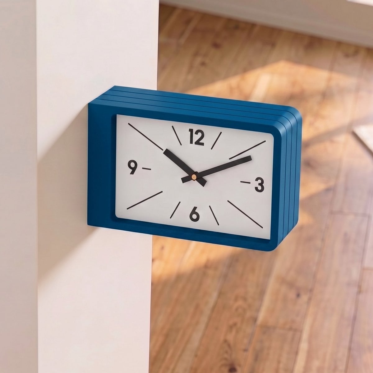 Minimalistische Analoge Dubbelzijdige Wandklok en Tafelklok - Blauw
