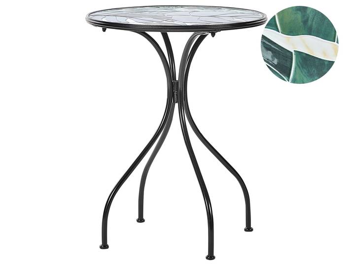 BELIANI Gartentisch Grün Metall Mosaik Muster ø 60 cm Rund Kaffeetisch Couchtisch Outdoor Terrassenmöbel Gartenmöbel Balkonmöbel