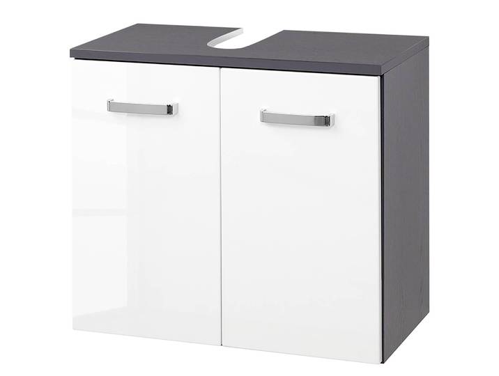Meuble sous-vasque II 60cm Blanc/Blanc brillant/Graphite