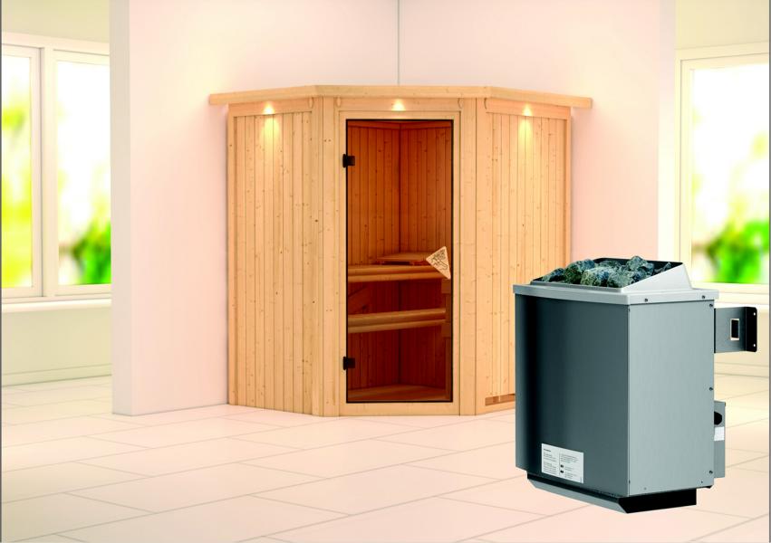 KARIBUHOLZT Sauna Taurin Eck,9KW integr. Strg bronz.GGT u. DK 09221834