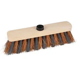 Besenkopf aus Holz - Kokosnuss- & PVC-Borsten für schnelles Kehren im Haus & Hof - 29 cm Bürstenkopf - Ideal für trockenen & groben Schmutz