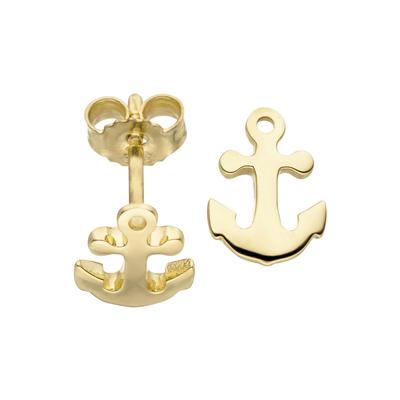 Paar Ohrstecker JOBO "Ohrringe mit Anker-Motiv", gelb (gelbgold 375), Ohrringe, Damen, Gelbgold 375, 375 Gold