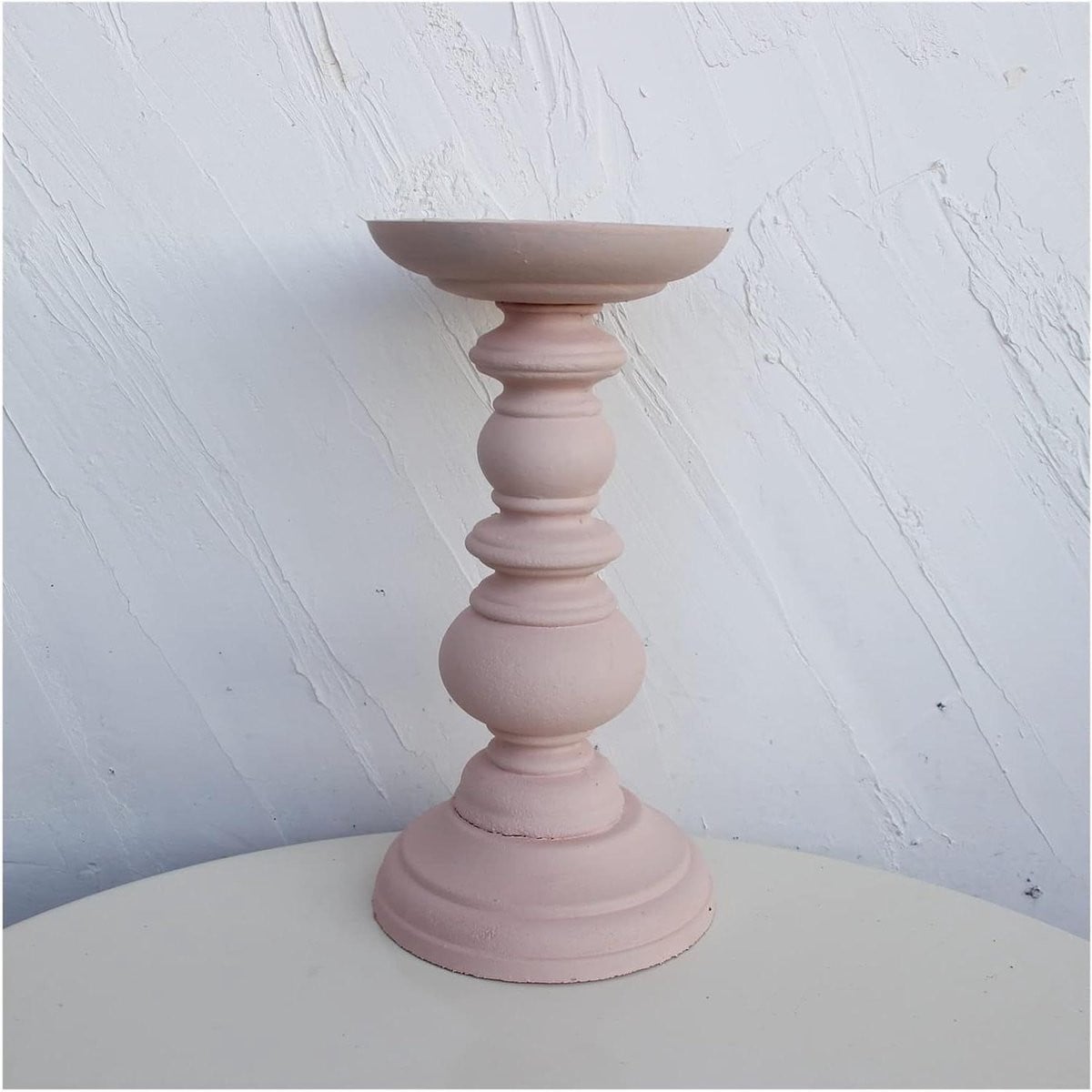 Houten Kandelaar Roze Maat L Handgemaakt Ontwerp