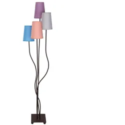 Stehleuchte Standlampe Beistellleuchte E14 4-Flammig Textil bunt schwarz Metall