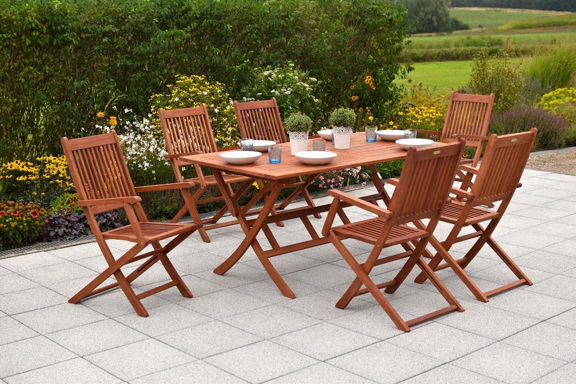 MERXXHANDELS Rio Set 7tlg 6 Sessel Klapptisch 160x90cm Eukalyptus 16928781