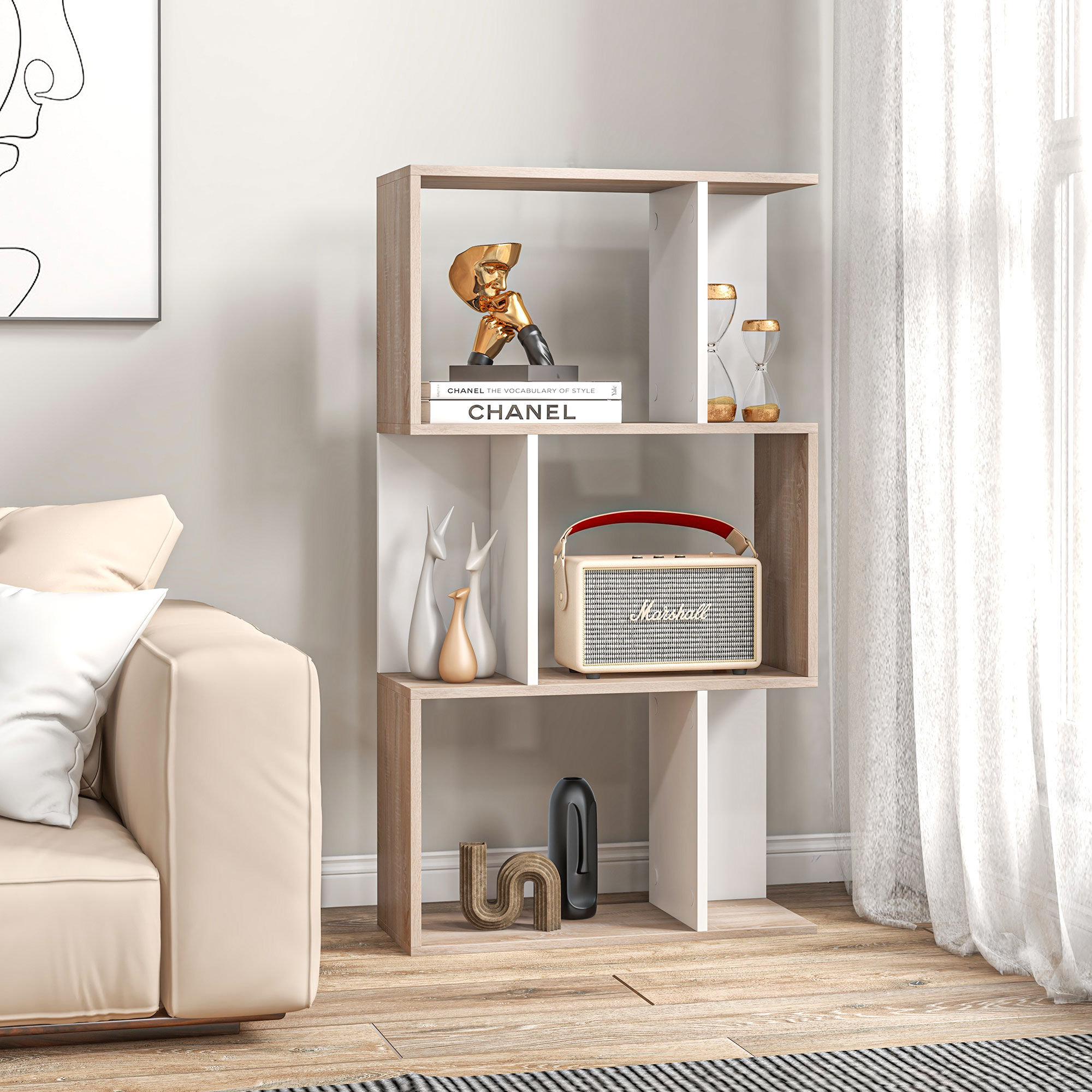 Altro Libreria Di Design Scaffale Ufficio Legno Moderna 3 Ripiani 60 × 24 × 111.4cm