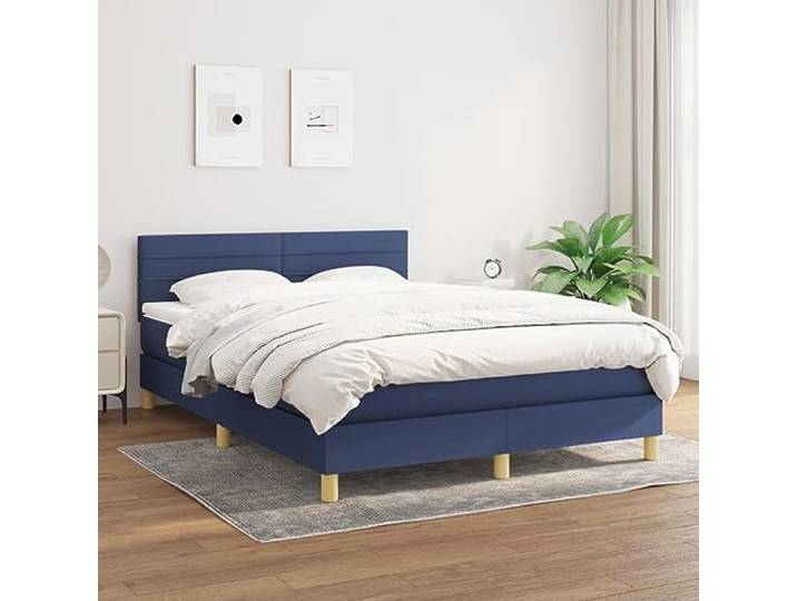 RJPLMFV Lattenrost mit Matratze, Blau, 140 x 200 cm Atmungsaktiver Stoff, verstellbarer Kopf, Taschenfedern, Rückenstütze, langanhaltender Komfort