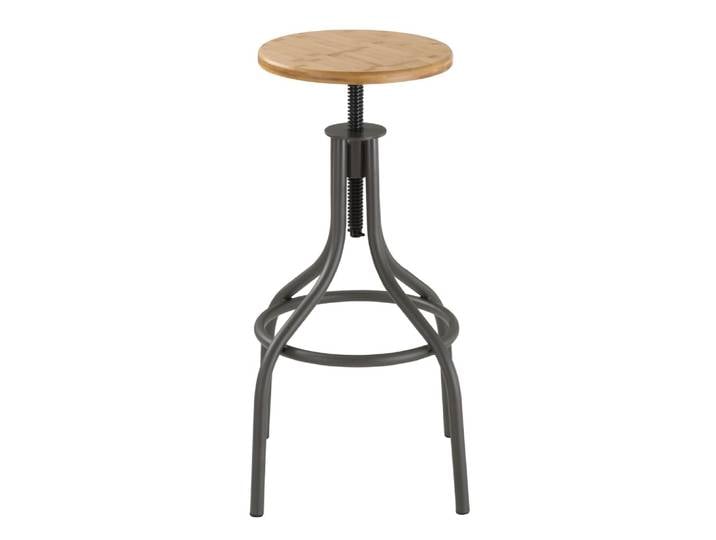 Tabouret à vis réglable bois chêne et métal 63/83x45x45 cm