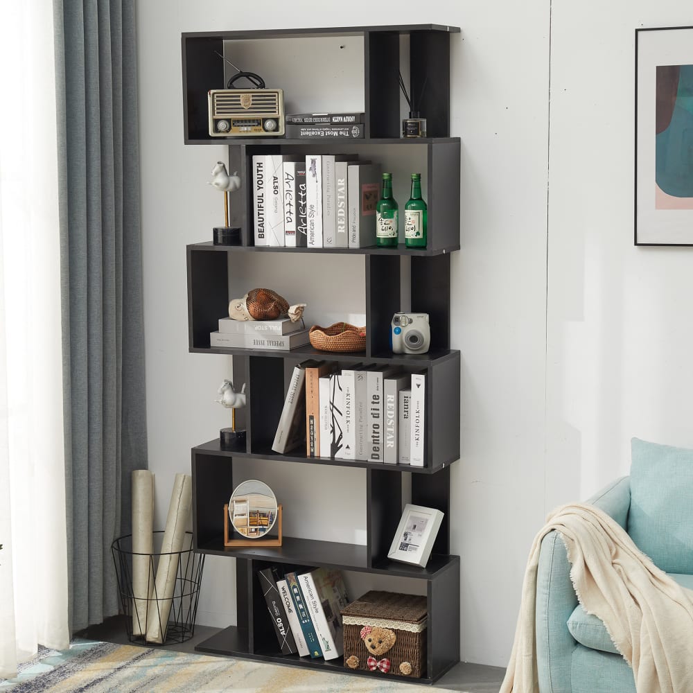 Mobili Rebecca Bibliothèque étagère avec 6 étagères noir Noir 60x190x24cm
