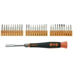 Velleman Präzisionsschraubendrehersatz, 32-teilig, Chrom-Molybdän-Vanadium, nicht-magnetisch, schwarz/orange