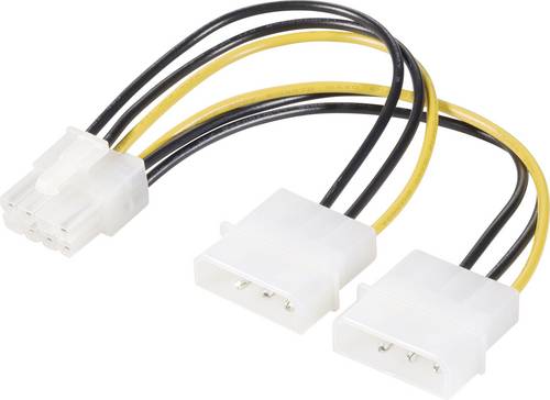 Renkforce Strom Y-Kabel [2x IDE-Strom-Stecker 4pol. - 1x PCIe-Stecker 8pol.] 0.15m Gelb, Schwarz