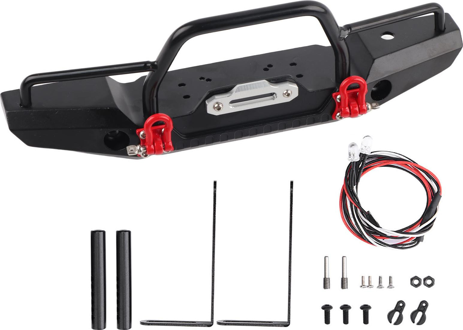 Metalen voorbumper met LED-verlichting voor 1/10 RC Crawler Traxxas TRX-4 SCX10II 90046 plat model