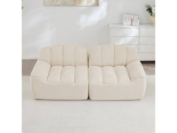 BBWL Sofa mit Muschelform, tiefe Sitzkissen, kein Aufbau erforderlich, 2-Sitzer Modulares Boneless Sofa, modernes ergonomisches Design