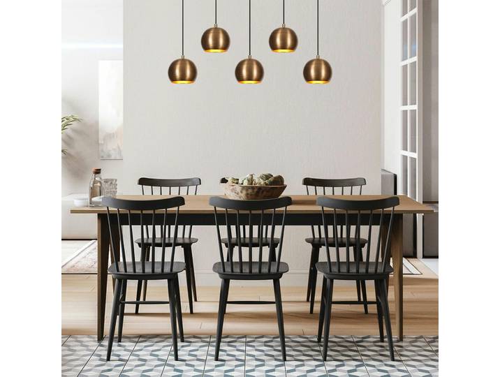 Suspension de table vintage en métal 5 globes SILE