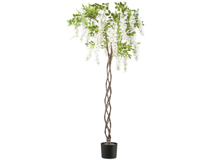 Kunstbaum CREATIV GREEN Weißer Blauregen , weiß, H:170cm, Kunststoff, Kunstpflanzen, Kunstbaum, mit geflochtenem Stamm