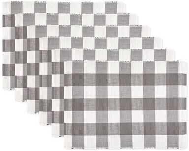 DII Gray & White Buffalo Check Ribbed Placemat Set/6