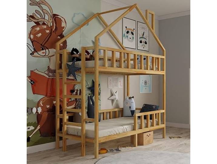 Stolarnia Fojtuch Etagenbett aus Holz für Kinder mit seitlichem Eingang - Nikola - Kiefer (160x80)