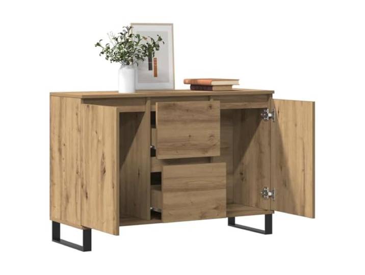 KTHLBRH Anrichte Eiche Handwerk 101,5 x 35 x 70 cm Holz mehrschichtig Großer Stauraum, Ausstellungsfunktion, Beine aus Eisen, leicht zu reinigen