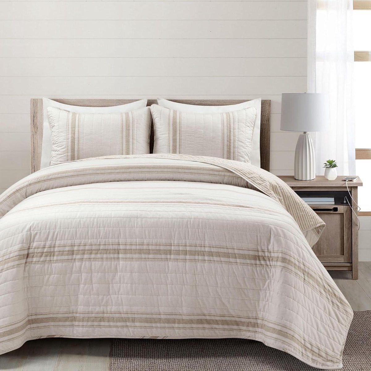 Neutrale omkeerbare gewatteerde dekbedset voor slaapkamer decoratie (Full/Queen)