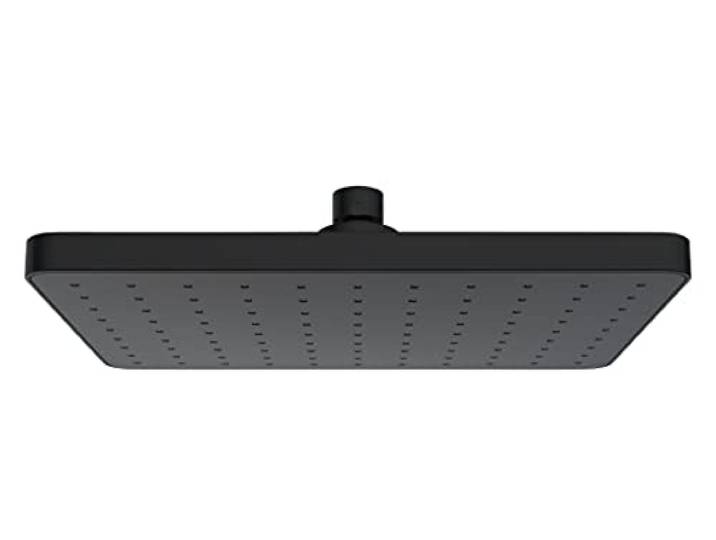 WENKO Automatic Clean Regenduschkopf, Anti-Kalk Funktion, eckiger Brausekopf mit automatischem Reinigungssystem, belebende Regenwasserdusche, Duschbrause 25 x 17 cm im Industrie-Flair, ABS Schwarz