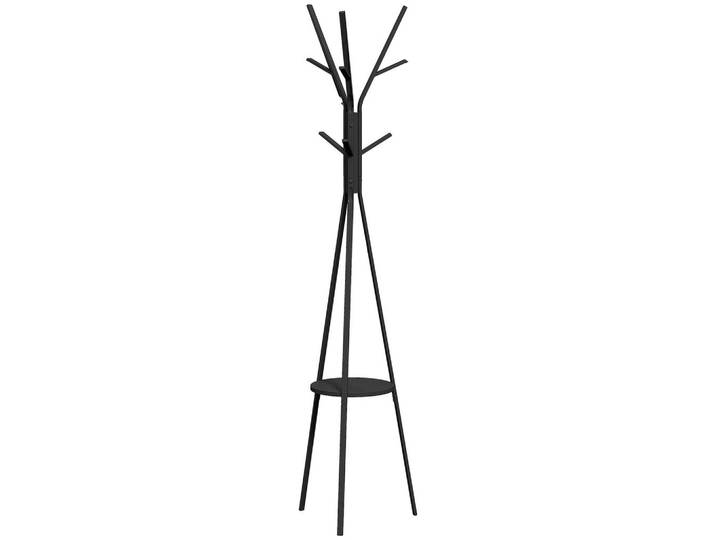 Homcom Garderobenständer Standgarderobe Kleiderständer Flurgarderobe Metall, Schwarz, 45x180x45 cm, Garderobe, Garderobenständer