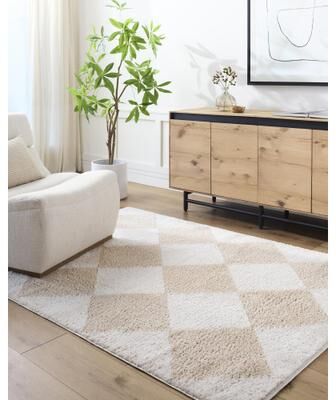 Livabliss Fossay Shag Modern & Contemporary Diamond Washable Area Rug