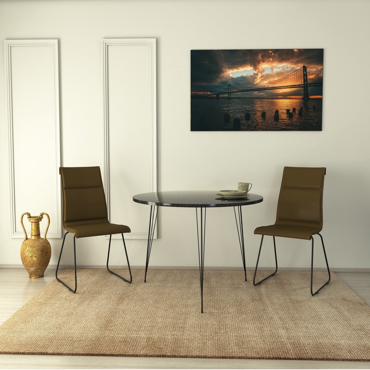Arabic House Asir Tafel – Zwart/Wit – B/D/H: 90 x 75 x 90 cm