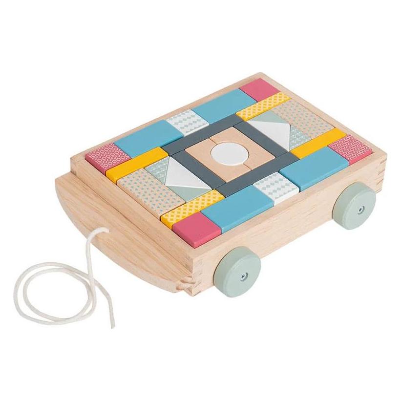 Bigjigs Toys Trolley mit Holzklötzen / ab 18 Monaten (BJ35003)