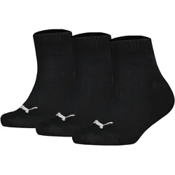PUMA Kinder Quarter Socken, 3er Pack - Plain Quarter 3P, Logos, einfarbig Schwarz / 27-30