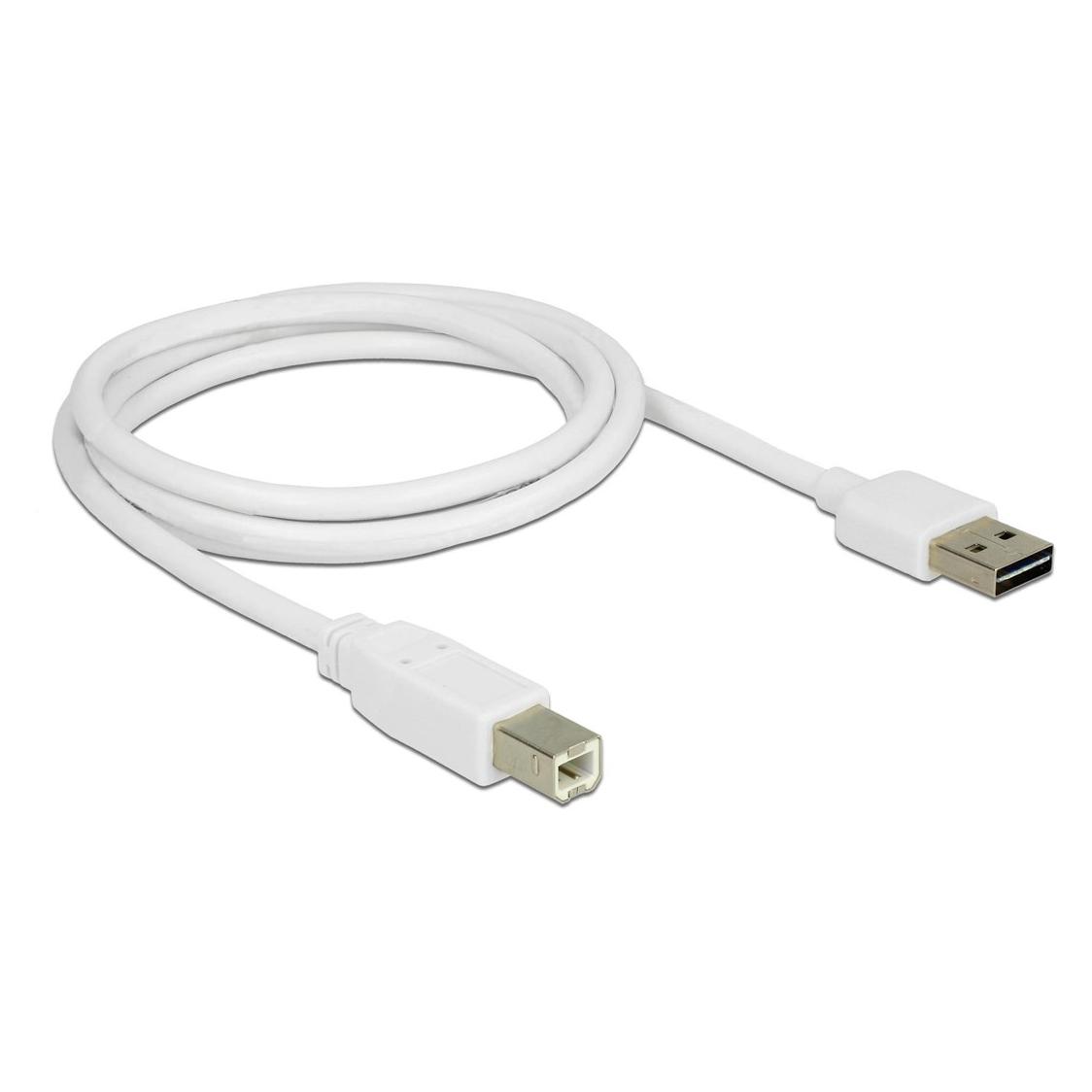 Delock USB2.0-Kabel Easy A-B: 1m, weiss (1 m, USB 2.0) (83686)